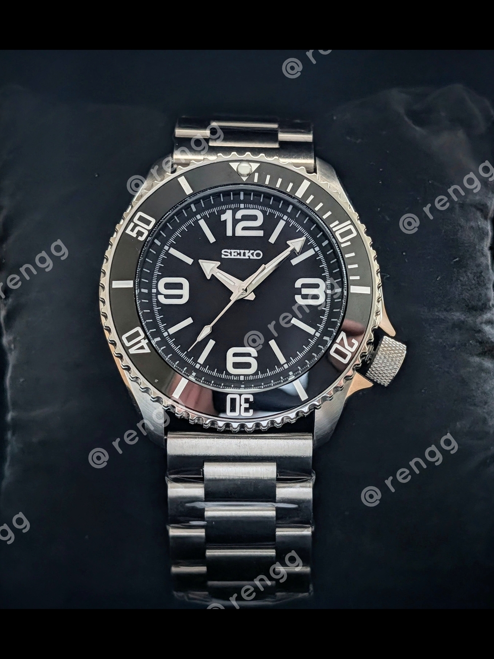 42mm Seiko Stainless Steel Diver Mod Watch Black Dial Smooth Sweep Second